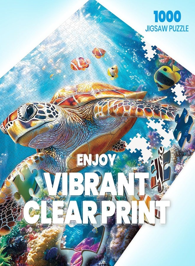 lamplig Puzzles for Adults 1000 Pieces- Sea Turtle Puzzle 1000 Piece, Challenging Ocean Jigsaw Puzzles with Letter on Back, Gifts for Adults, Stress Relief, Birthday & Game Night with Guide Poster - Image 2